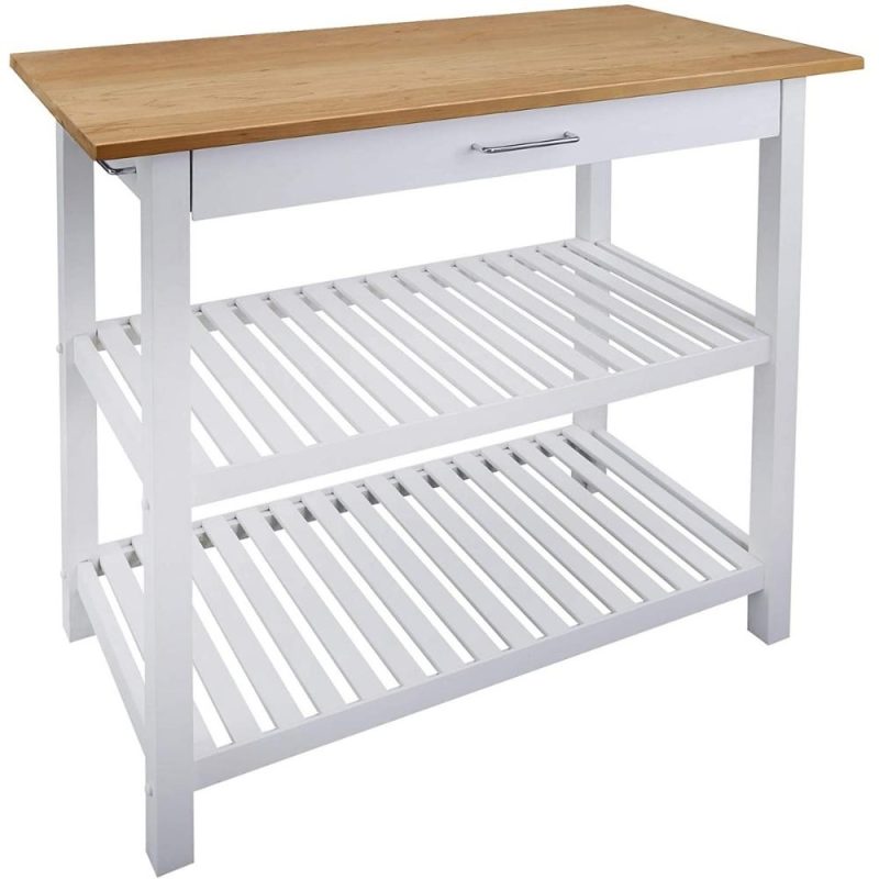 casual home kitchen island with solid american hardwood top white